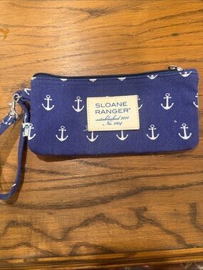 Sloane Ranger Navy Anchor Wristlet Clutch